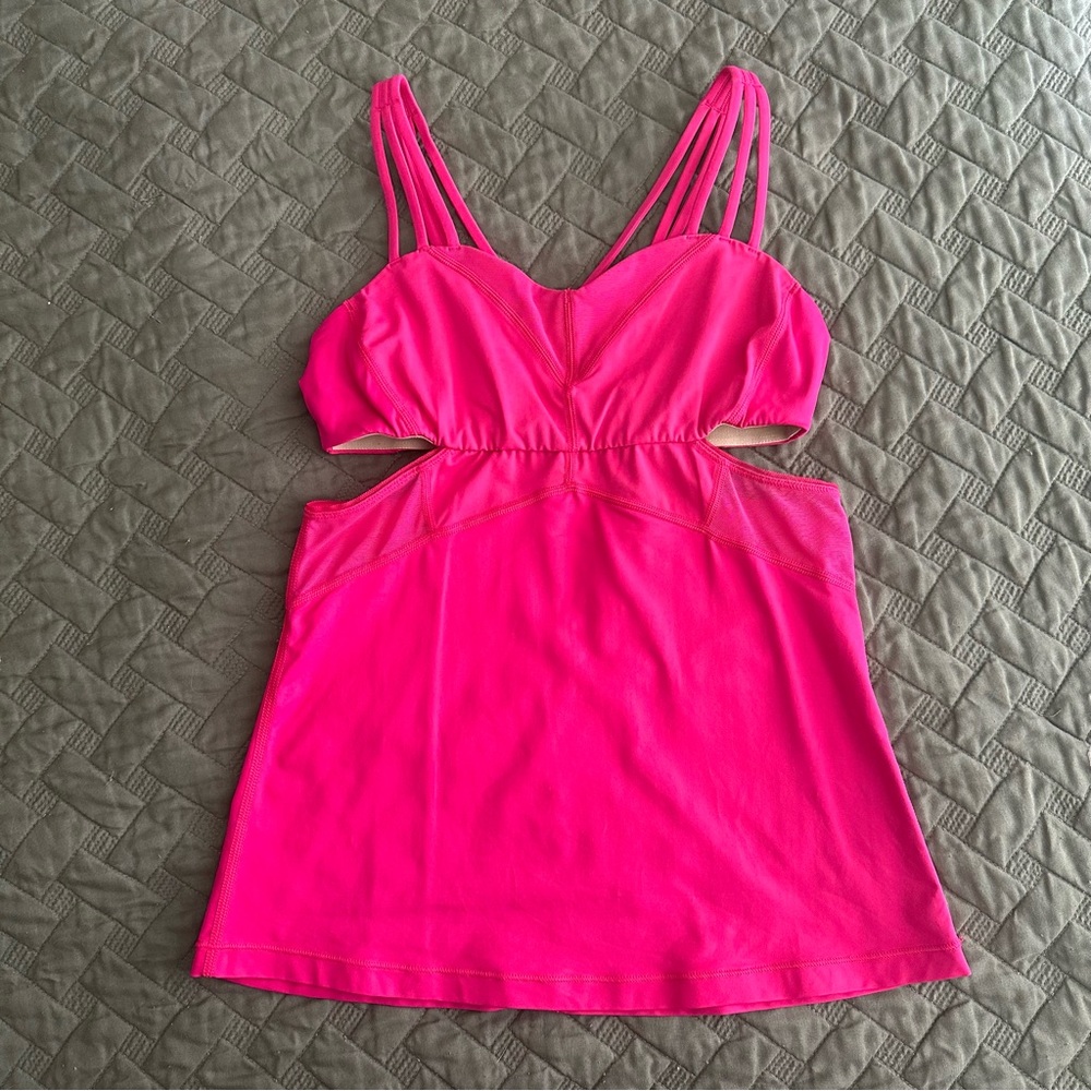 COPY - Lululemon hot pink cutout yoga Pilates tank top crisscross strap